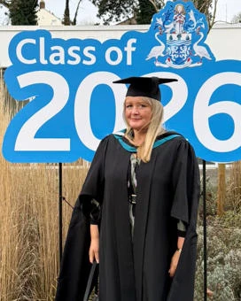 University of Worcester logo on a light blue background