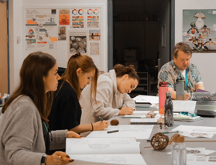 Students sketching in the Art House