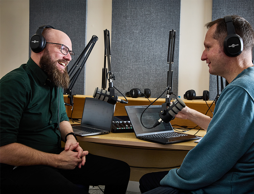 Journalist interviewing a person