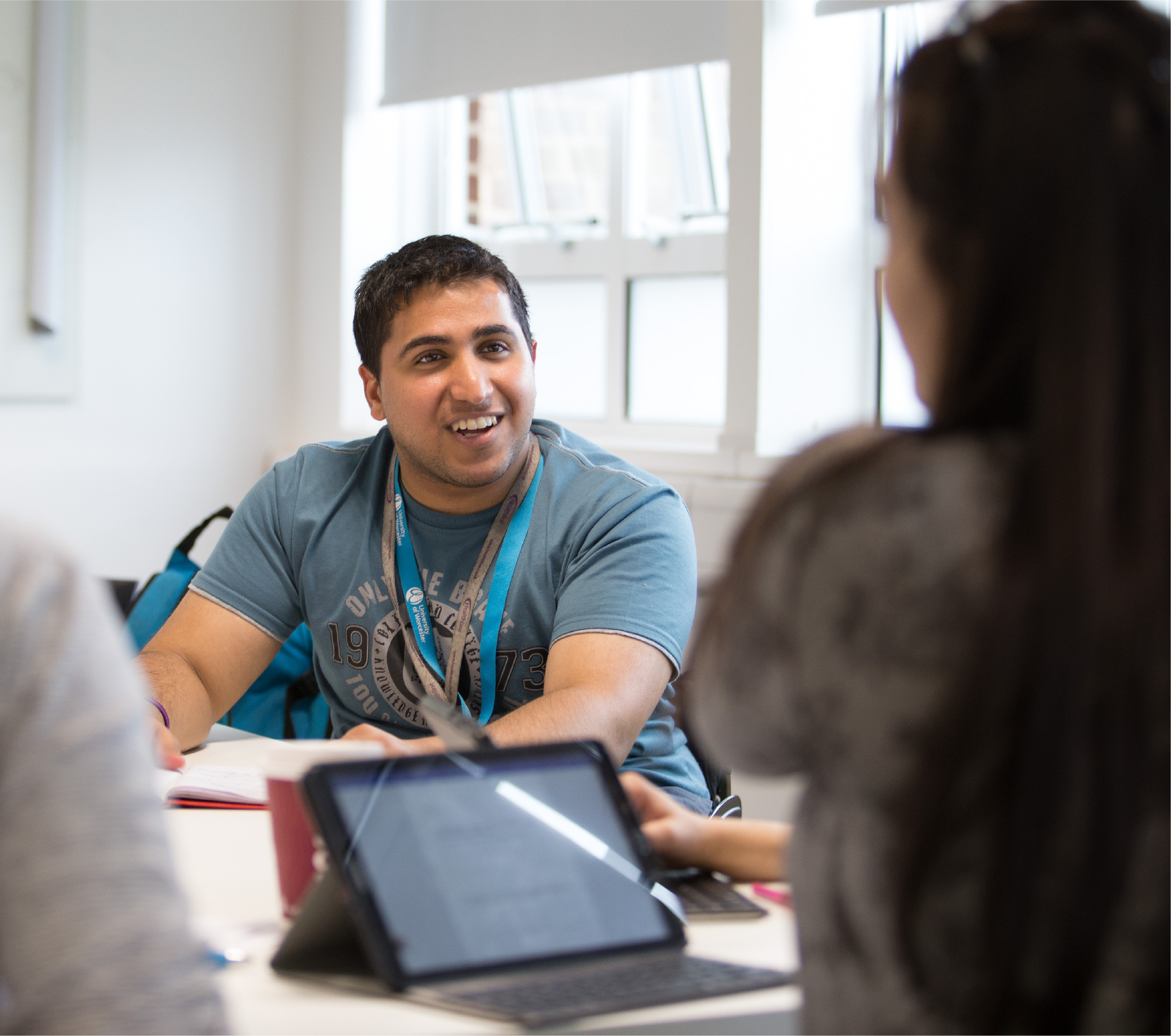 Students talking during a seminar