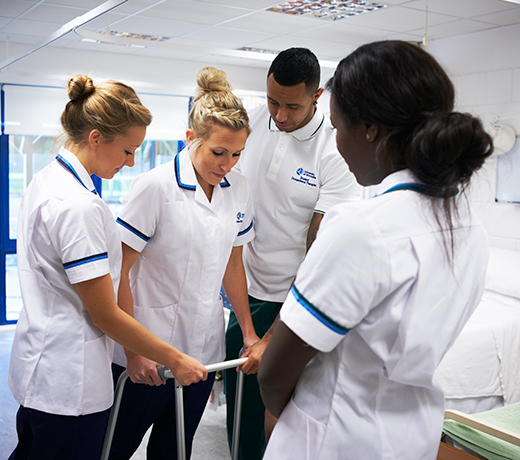 Healthcare students performing a simulation exercise