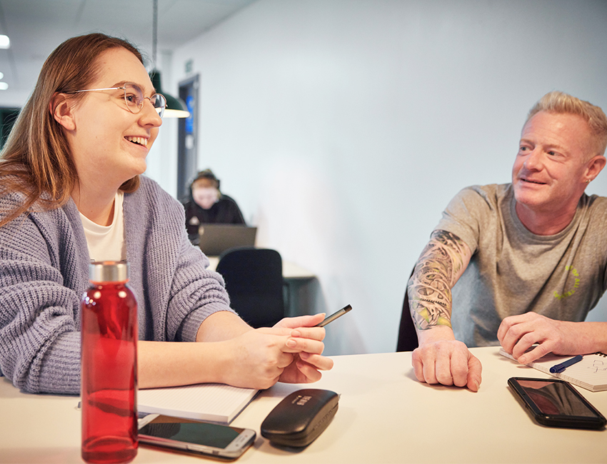 Two students studying together