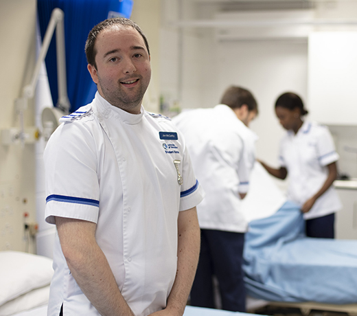 Male student nurse in our clinical skills suite