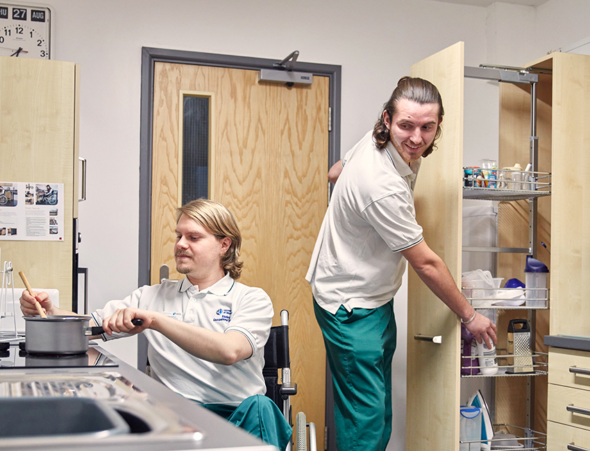 Occupational Therapy students in an adapted kitchen