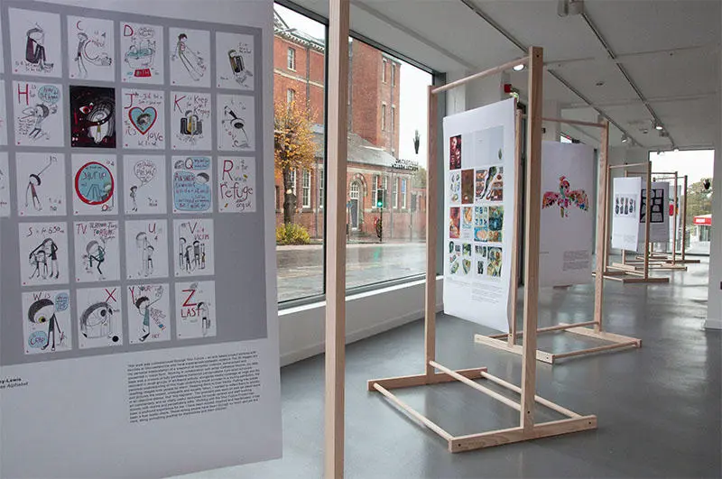 Several display boards at the Art House