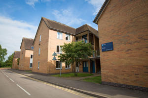 a row of red-bricked student accommodation beside a road