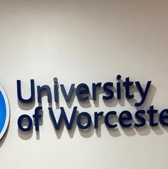 University of Worcester logo on a light blue background