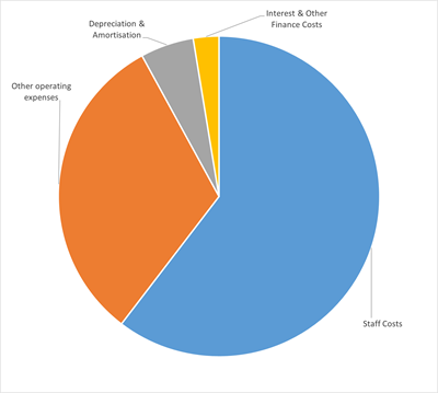 Pie chart showing the key elements of University expenditure