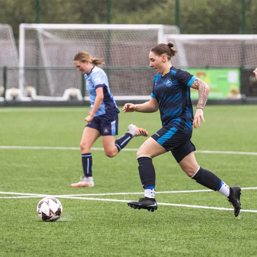 A female football player during a match