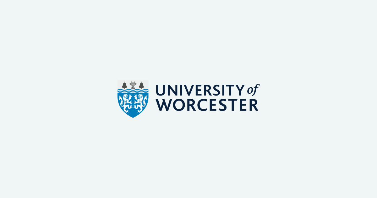 University of Worcester logo on a light blue background